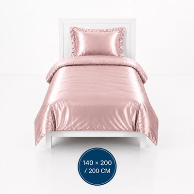 Satijnen Dekbedovertrek - licht Roze - 140x200/220 - Luxe & Koel - Zacht & Ademend - Incl. Kussensloop