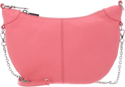 COCCINELLE Leren Schoudertas Virtual Mini Bag Grained Leather Hyper Pink Koraalrood