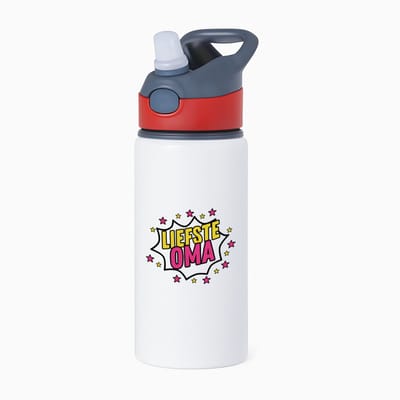 Hacebo® - Liefste oma waterfles met rietje rood - Oma - een oma die heel lief is - cadeautje voor oma - liefste ooit - verjaardagscadeau - kado - gift - geschenk - verrassing - water fles - 650ML