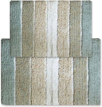 Set van 2 Badmatten Badkamertapijten Pluche Antislip Zeer Absorberend
