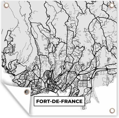Tuin poster Kaart - Stadskaart - Frankrijk - Fort-de-France - Plattegrond - 200x200 cm - Tuindoek
