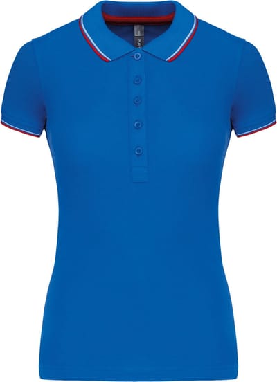 Kariban Damespolo korte mouwen K251 - Light Royal Blue / Red / White - S