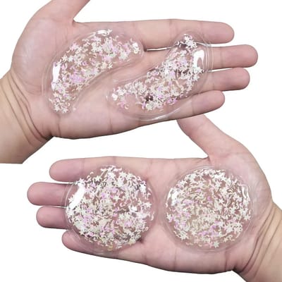 4 Stuks Herbruikbare Gel Ice Pack Oogpads – Koelende Behandeling voor Roodheid, Oogontspanning, Koude/Warme Therapie voor Onder Ogen, Vermoeidheid, Wallen en Puffen- Ster En Maan