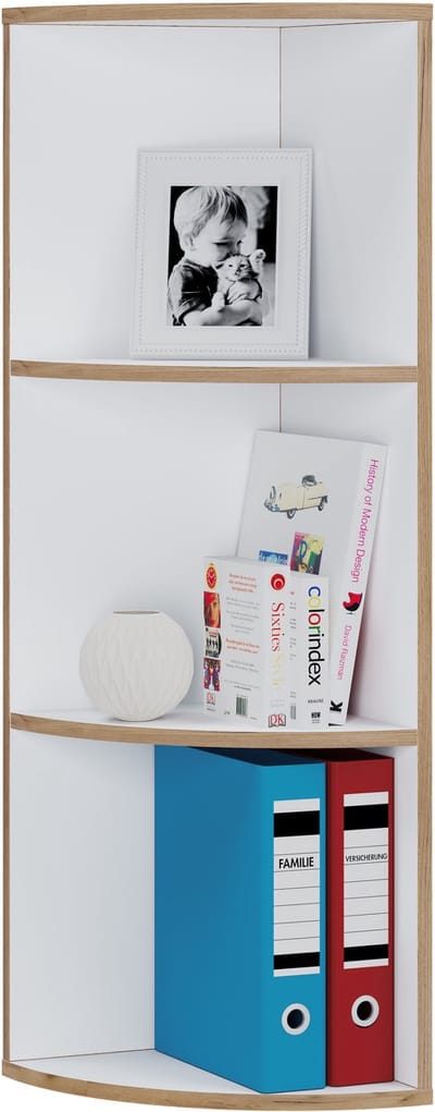 VCM Holzregal stehend | platzsparendes Eckregal | Maße Bücherregal ca. H. 110 x B. 33 x T. 33 cm | elegantes Regal | Büroregal – Salia 3fach