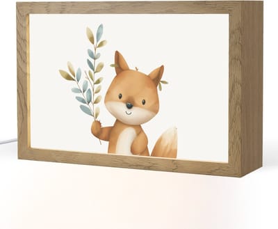 Nachtlampje 30x20 cm - Kinder lampje - Vos - Dier - Bosdieren - Tafellamp kinderkamer - Slaapkamer lamp - Bedlamp kinderen - Kinderlampje stopcontact - Wandlamp babykamer - Nachtlampjes