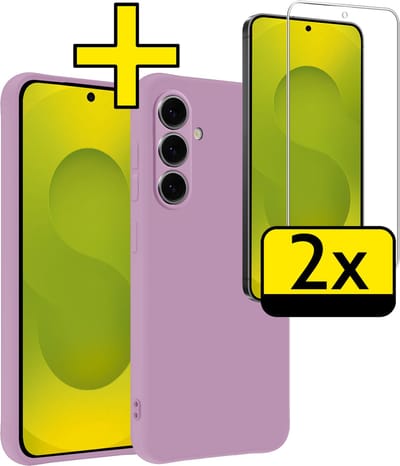 Hoesje - Met 2x Screenprotector - Geschikt voor Samsung Galaxy S25 FE - Sterk & Shockproof - Back Cover - Siliconen Case - Telefoon Hoes - Telefoonhoesjes - Lila