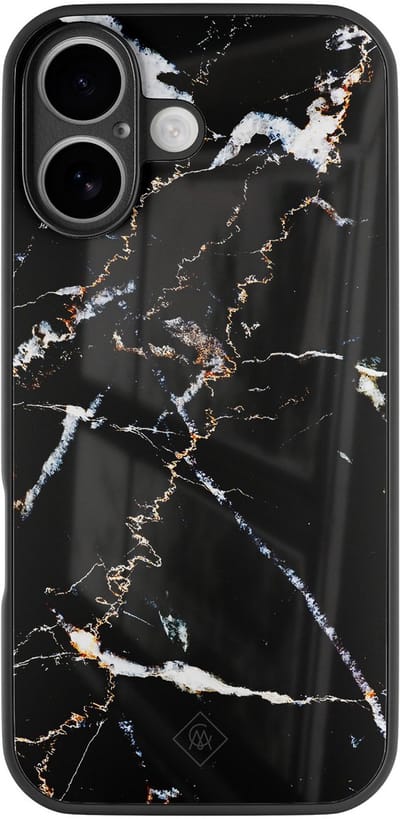 Casimoda® hoesje - Geschikt voor iPhone 17 - Marmer Zwart - Luxe Hard Case Zwart - Backcover telefoonhoesje - Zwart