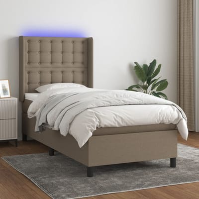 vidaXL - Boxspring - met - matras - en - LED - stof - taupe - 80x200 - cm