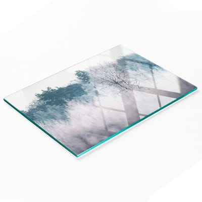 Keukenplank van gehard glas met decoratieve afbeelding van winterbomen, 80x52 cm