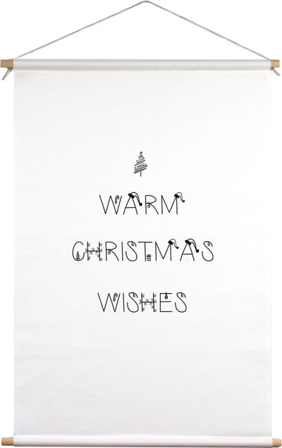 Warm Christmas wishes | Textielposter | Textieldoek | Wanddecoratie | 30 CM x 45 CM | Kerst | Kerstdecoratie