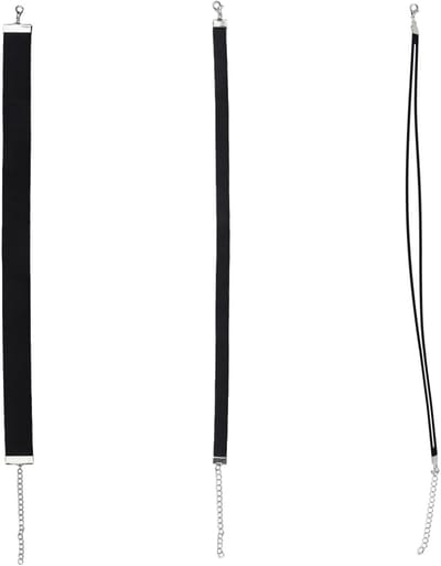 Dailygoods - Set van 3 Zwarte Fluwelen Choker Halsbanden voor Vrouwen