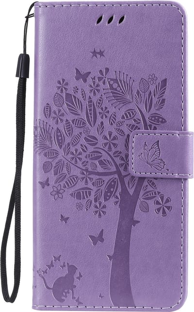 Bookcase Geschikt voor Samsung Galaxy A50 - Paars - Bloemen - Portemonnee Hoesje