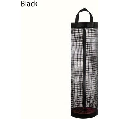 Organisateur de Cuisine Mural, Sac de Rangement Suspendu en Maille Polyester, Support Pliable pour Sacs Plastiques pour Désencombrer le Plan de Travail noir