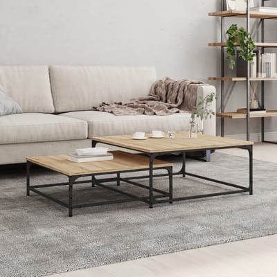 vidaXL - 2-delige - Tafeltjesset - bewerkt - hout - sonoma - eikenkleurig