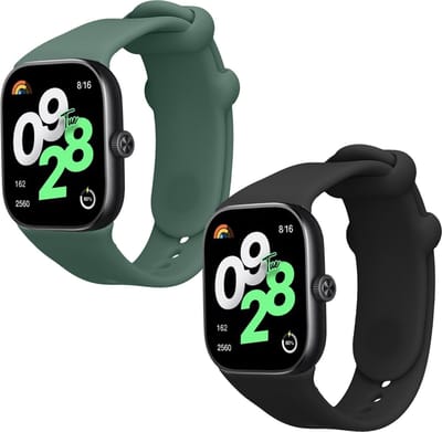 kwmobile 2x horlogebandjes geschikt voor Xiaomi Redmi Watch 4 / Watch 5 / Watch 5 eSIM bandje - Smartwatch bandjes van TPU - Activity tracker horloge band in zwart / donkergroen