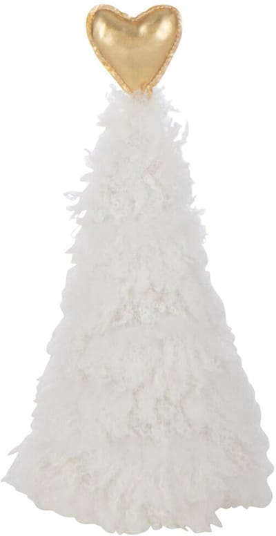 J-Line decoratie Kerstboom Hart - polyresin - wit/goud - extra small