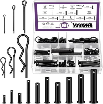 Clevis pins 100 stuks - 10 maten met Splitsing en Cotter pin - Voor bevestigen van voertuigen en machines - SnelShoppen