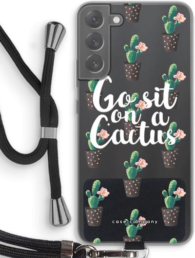 Case Company® - Hoesje met koord geschikt voor Samsung Galaxy S22 Plus hoesje met Koord - Cactus quote - Telefoonhoesje met Zwart Koord - Bescherming aan alle Kanten en Over de Schermrand