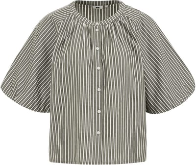 WE Fashion Dames gestreepte blouse met ballonmouwen en glittergaren