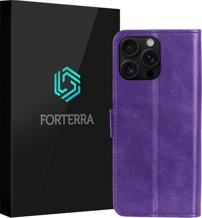Hoesje Geschikt voor Apple iPhone 16 Pro - Luxe Bookcase - Walletcase Hoes - Portemonnee - Cover - Paars