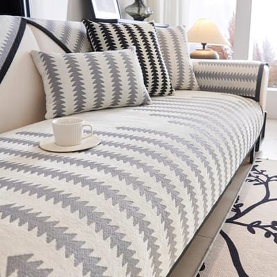 Nieuw Scandinavisch Chenille Bankkussen Vier Seizoenen Universeel Bankkussen Antislip L-vormige Bankhoes Geometrie Gestreept Bankhoes 70x70cm 1pcs