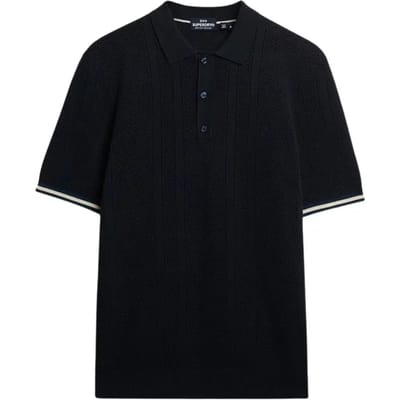 Superdry - Gebreid poloshirt met korte mouwen en textuur - Heren - Polo's