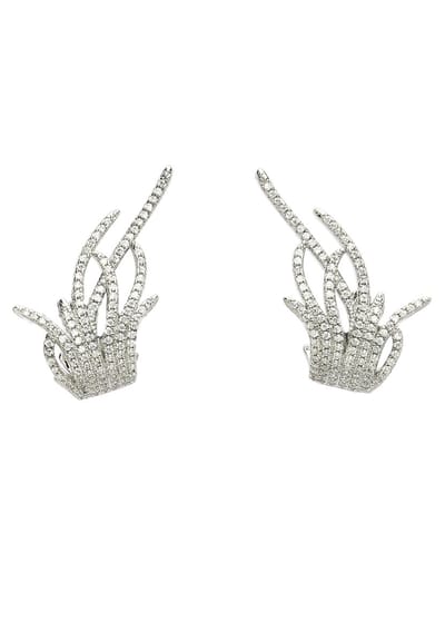 AVANT-GARDE PARIS Oorbellen - Studs - Zirconia - Groen - Elegant en Dainty - Rhodium Plated