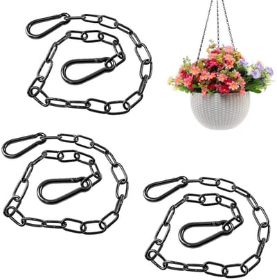Set van 3 RVS Kettingen met Karabijnhaak, 60 cm Lengte, 40 kg Belastbaarheid