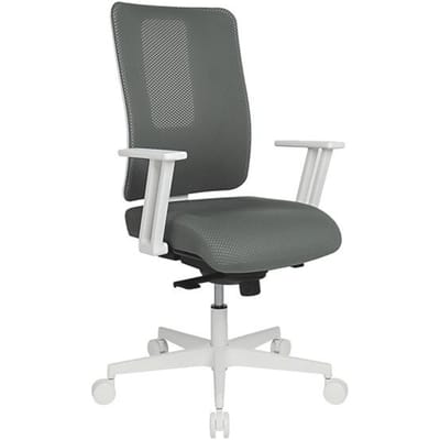 Topstar bureaustoel Sitness Life 50, met armleuningen, 3D-synchroonmechanisme, holle zit, netrugleuning, grijsgroen/wit