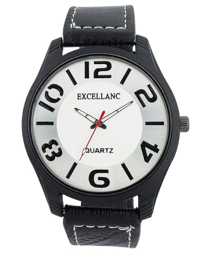 EXCELLANC Herenhorloge lederimitatie Mineralglas