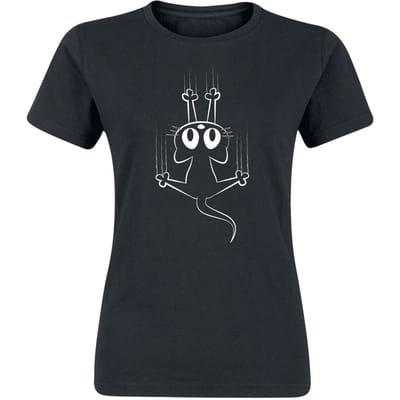 Tierisch - Fun T-shirt - Slipping Cat - S tot XXL - voor Vrouwen - zwart