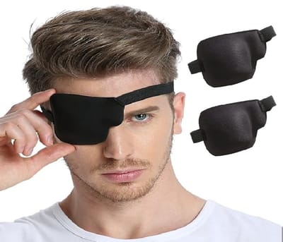 2 Stuks 3D Ooglapjes voor Volwassenen – Rechteroog – Comfortabel Oogmasker bij Lui Oog of Oogherstel – Zacht, Ademend & Wasbaar – Zwart – Verstelbaar