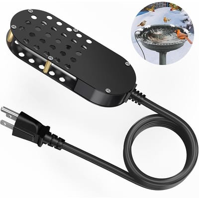 Vogelbad Ontdooier voor Buiten Winter 200W Vijver Ontdooier Gegoten Aluminium Waterverwarmer Verwarmd US plug zwart