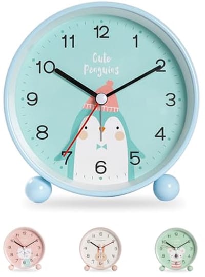 Stille Lichtwekker voor Kinderen - Analoge Kinderwekker zonder Tikken - Decoratieve Klok voor Jongens en Meisjes