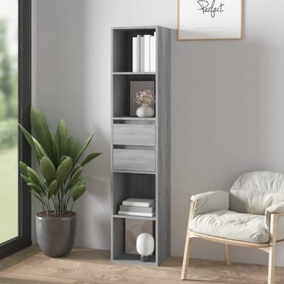 vidaXL - Boekenkast - 36x30x171 - cm - bewerkt - hout - grijs - sonoma - eikenkleurig