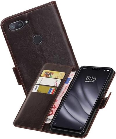 Zakelijke Book Case Telefoonhoesje - Portemonnee Hoesje - Pasjeshouder Wallet Case - Geschikt voor XiaoMi Mi 8 Lite - Mocca