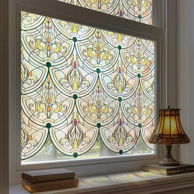 DailySupplies® Raamfolie Glas in Lood - Zelfklevend - Antieke Look - Goud