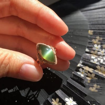 Origineel Ontwerp Nieuwe Marquise Vorm Natuurlijke Chrysopraas Damesring Verstelbaar Etnisch Elegant Sieraden voor Feestelijke Gelegenheden resizable brown