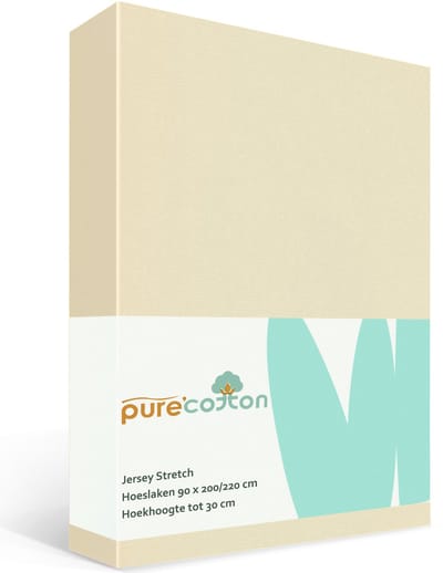 Hoeslaken 90x200 - Katoen jersey - Hoekhoogte 30cm - Elastiek rondom - Creme