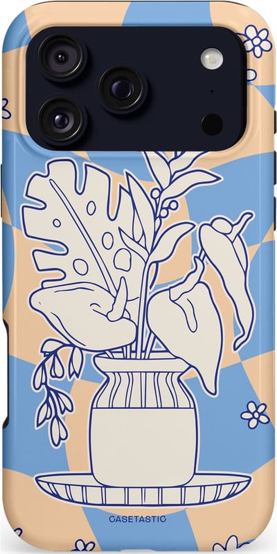 Casetastic hoesje geschikt voor Apple iPhone 17 Pro Max - MagSafe - Dubbellaagse bescherming - Bosje vol blauw - Fashion Case - Lichtblauw Beige Zilver Perzik