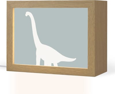 Nachtlampje 20x15 cm - Kinder lampje - Dino - Brachiosaurus - Dinosaurus - Blauw - Tafellamp kinderkamer - Slaapkamer lamp - Bedlamp kinderen - Kinderlampje stopcontact - Wandlamp babykamer - Nachtlampjes