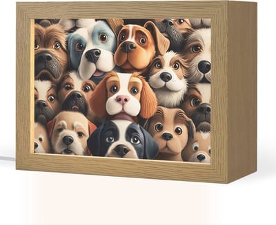 Nachtlampje 20x15 cm - Kinder lampje - Hond - Patronen - Dieren - Bruin - Meisje - Jongen - Tafellamp kinderkamer - Slaapkamer lamp - Bedlamp kinderen - Kinderlampje stopcontact - Wandlamp babykamer - Nachtlampjes