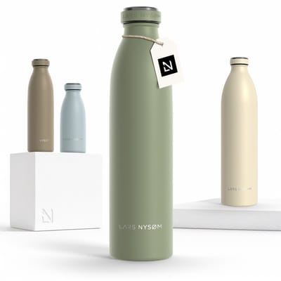 LARS NYSØM Ren Roestvrijstalen drinkfles 750ml - BPA-vrije geïsoleerde waterfles 0,75 Liter (Sage Green)