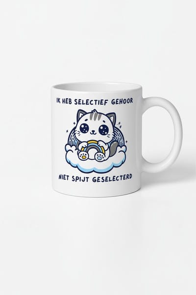Ik Heb Selectief Gehoor Mok - Kat Regenboog Design