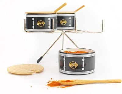 Winkee Rocks - Drumkit kruidendispenser keramiek/hout vaderdag