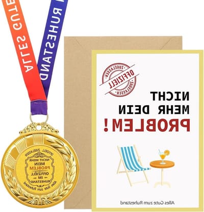 Uniek Afscheidsgeschenk met Medaille, Vouwkaart, Envelop en Cadeaubox voor Mannen en Vrouwen, Perfect voor Pensioen en Collega's