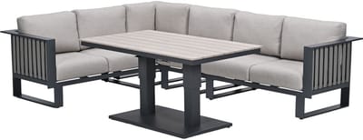 Garden Impressions Gabon - Brugge lounge dining set 5-delig - donker grijs
