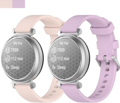 Stravo 2-Pack 14mm Siliconen Smartwatch Bandjes Geschikt voor Garmin Lily 2 (alleen tweede versie) – Siliconen Horlogebandjes – Roze + Paars