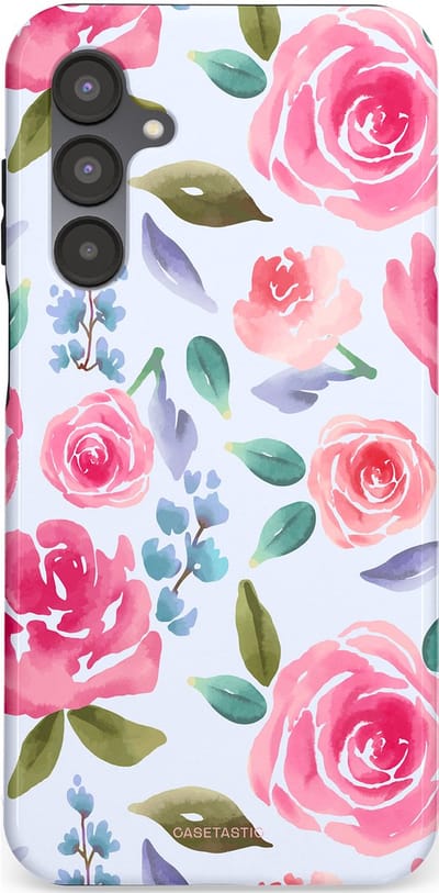 Casetastic hoesje geschikt voor Samsung Galaxy A16 - Dubbellaagse bescherming - Aquarel Bloemendroom - Fashion Case - Lichtblauw Lichtroze