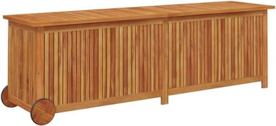 Tuinbak op wielen - Opbergkist buiten - Tuinspullen opbergen - Massief acaciahout - 150x50x58cm - Houtkleurig